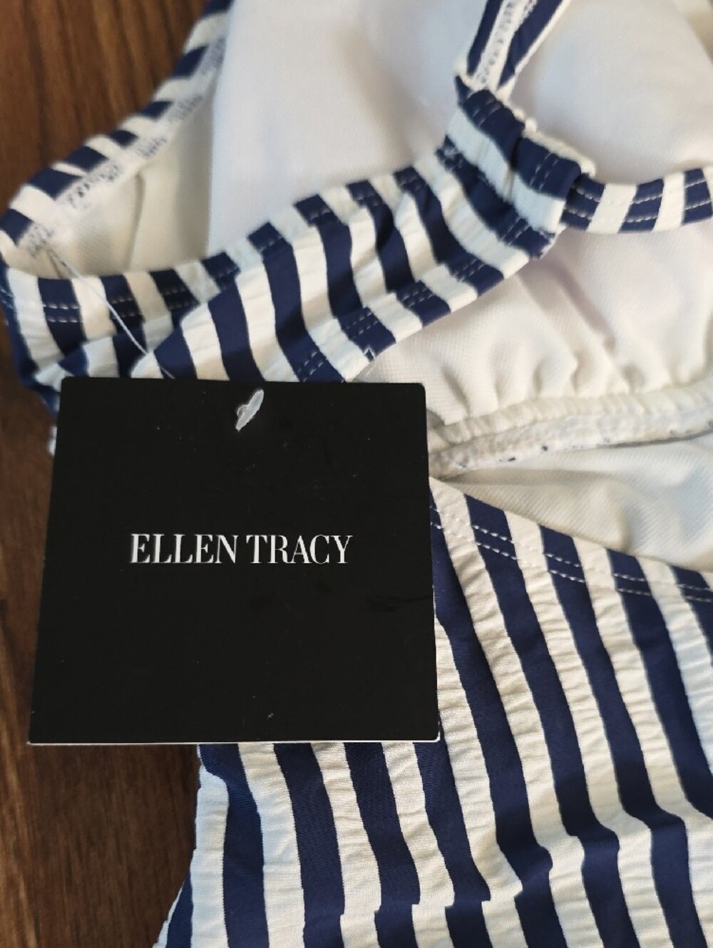 Ellen Tracy Navy and White Striped One-Piece Swimsuit - Brand Unspecified - Picture 6 of 7